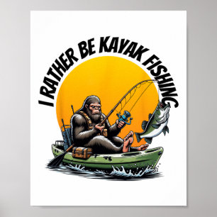 Affiche Eaux intérieures drôles de pagaie Bigfoot kayak pê