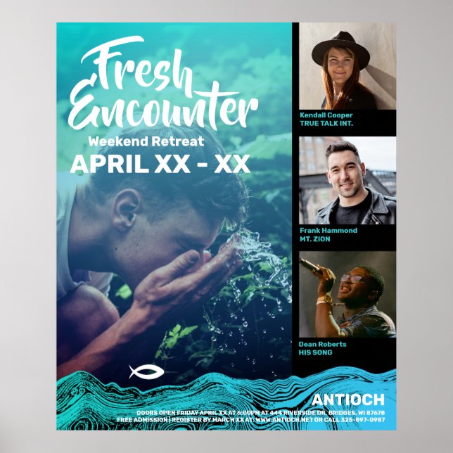 Affiche Eaux ondulées Jésus Poisson (Devant)