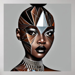 Affiche Ebony Queen Auburn Brown cheveux Black Melanin Afr