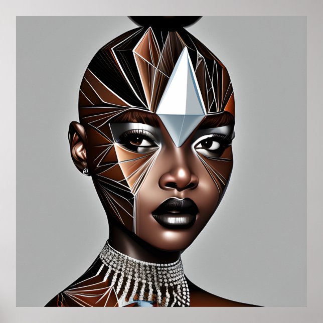 Affiche Ebony Queen Auburn Brown cheveux Black Melanin Afr (Devant)