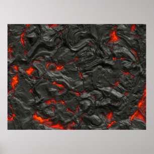 Affiche Ébullition de la lave volcanique rocheuse