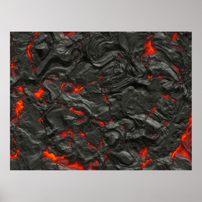 Affiche Ébullition de la lave volcanique rocheuse (Devant)