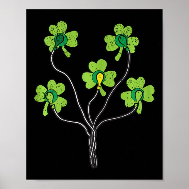 Affiche Ecg Shamrock St Patricks Day Drôle Infirmière Trèf (Devant)
