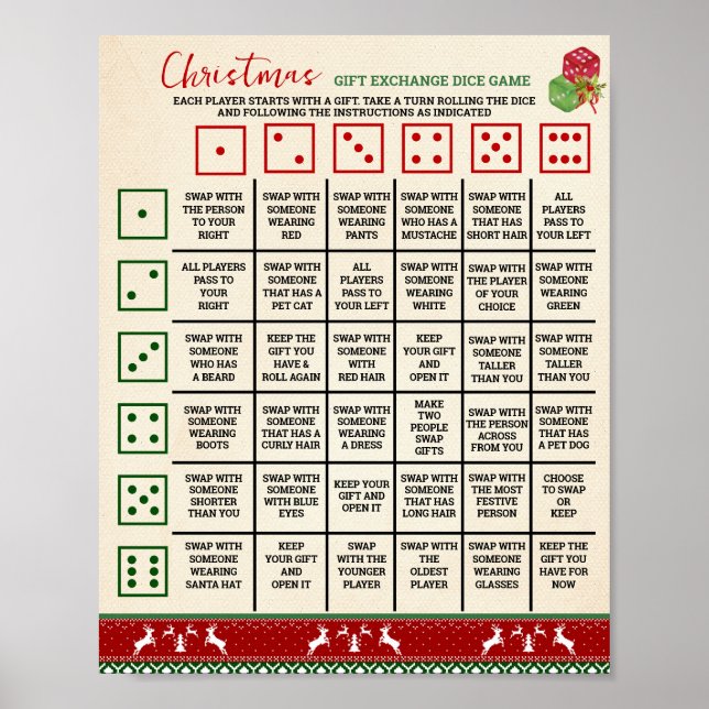 Affiche Échange de cadeaux de Noël Lancer les dés Sweat-sh (Devant)