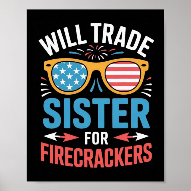 Affiche Échangerai Sœur Contre Feux d'Artifice Drôle 4 Jui (Devant)