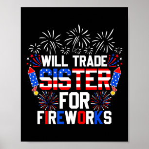Affiche Échangerai Sœur Contre Feux d'Artifice Drôle 4 Jui