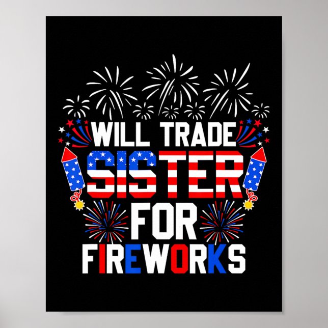 Affiche Échangerai Sœur Contre Feux d'Artifice Drôle 4 Jui (Devant)