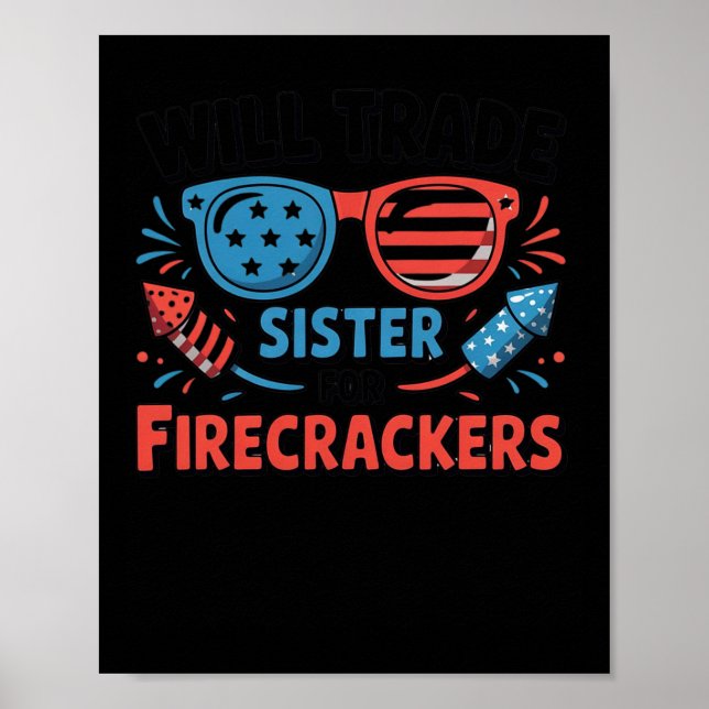Affiche Échangerai Sœur Contre Feux d'Artifice Drôle 4 Jui (Devant)