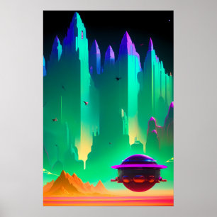 Affiche Échapper à la ville martienne, science-fiction et