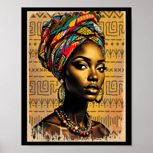 Affiche Écharpe de tête en tissu Kente drôle pour femmes a
