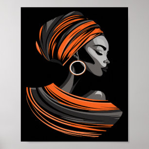 Affiche Écharpe de tête en tissu Kente ethnique Belle femm