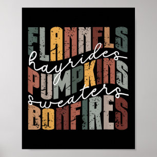 Affiche Écharpes Balades en charrette Citrouilles Vestes F