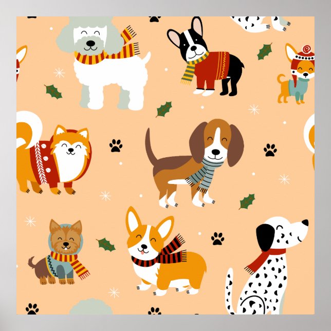 Affiche Écharpes festives d'hiver pour chiots (Devant)