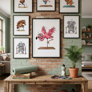 Affiche Échec de la séance de yoga flamant rose drôle