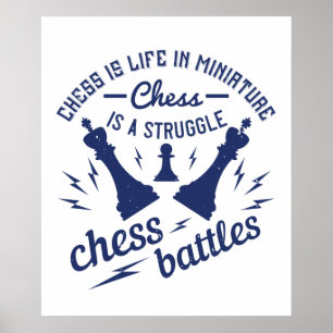 Affiche Échecs - Échecs est la vie en miniature