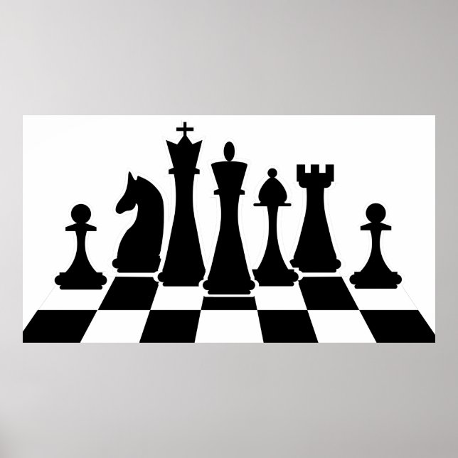 Affiche Échecs noirs sur l'échiquier (Devant)