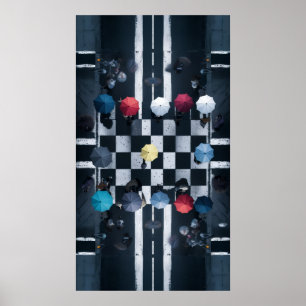 Affiche Échecs parapluie