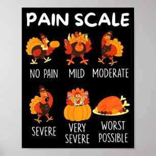 Affiche Échelle de douleur drôle de dinde Thanksgiving Cna
