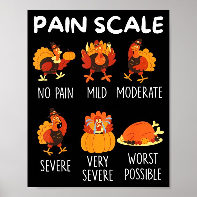 Affiche Échelle de douleur drôle de dinde Thanksgiving Cna (Devant)