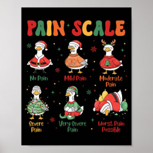 Affiche Échelle de douleur drôle de Noël Oie drôle Échelle