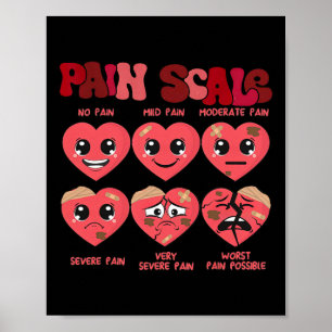 Affiche Échelle de douleur drôle Saint-Valentin infirmière