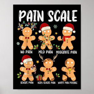 Affiche Échelle de douleur Gâteau de Noël Traumatisé Infir