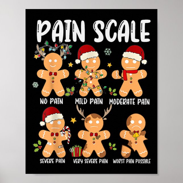 Affiche Échelle de douleur Gâteau de Noël Traumatisé Infir (Devant)