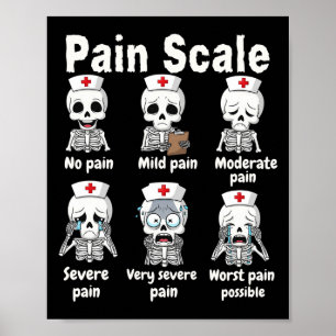 Affiche Échelle de Douleur Infirmière Mignonne Squelette H