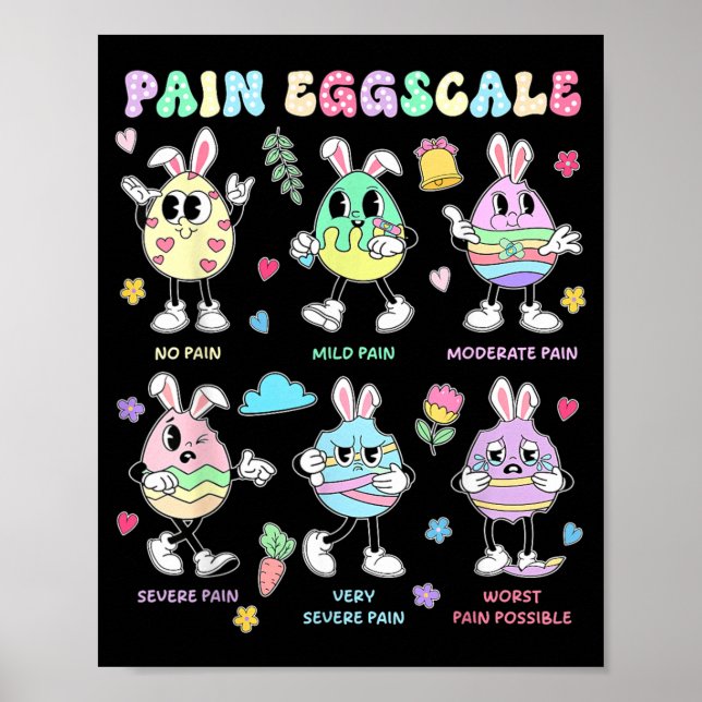 Affiche Échelle de douleur jour de Pâques oeufs de lapin m (Devant)