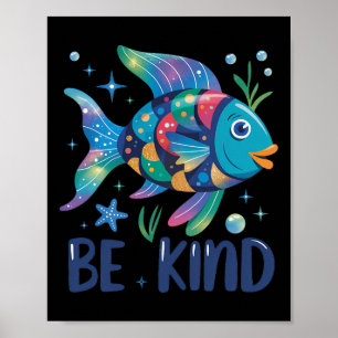 Affiche Échelle de poisson arc-en-ciel gentil professeur l