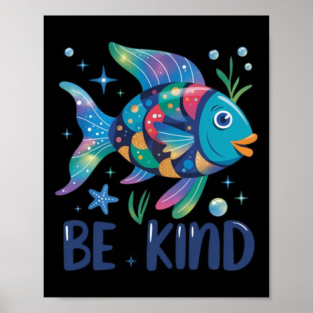 Affiche Échelle de poisson arc-en-ciel gentil professeur l (Devant)