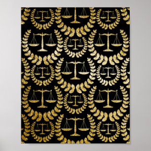 Affiche Échelles Or De Justice Motif Répéter