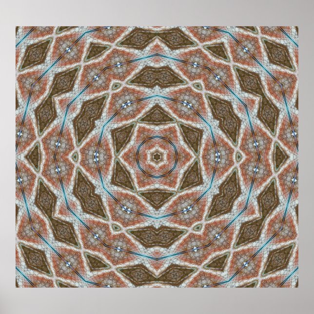 Affiche Échelles symétriques : motif de tissu circulaire. (Devant)