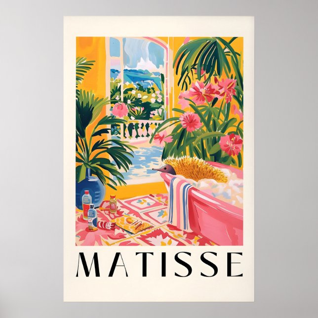 Affiche Echidna dans la baignoire Art Imprimé Style Matiss (Devant)