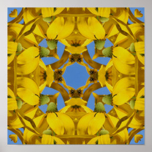 Affiche Echinacée Jaune Fleurs Abstraite Nature Art