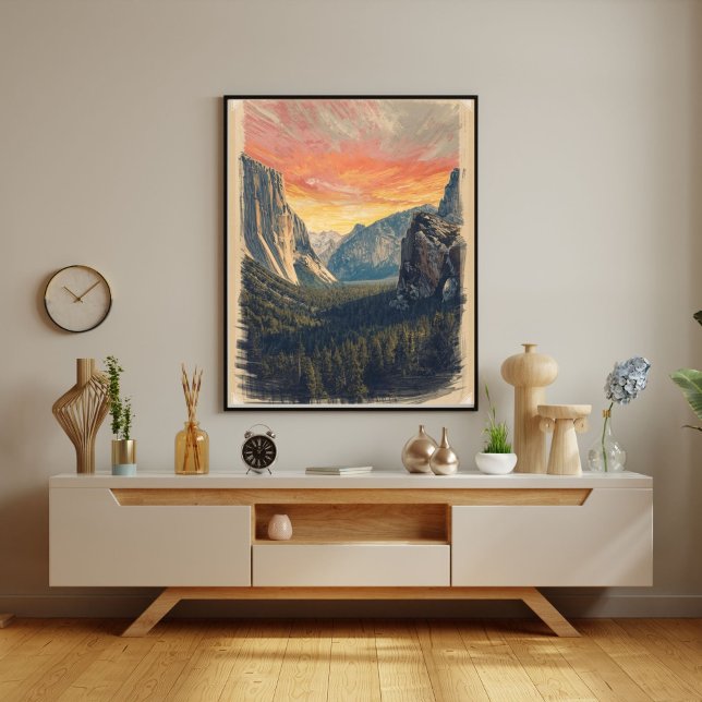 Affiche Echoes of Stone – Retro Yosemite National Park  (Créateur téléchargé)