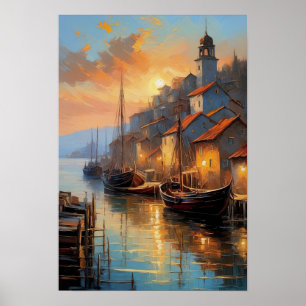 Affiche Echos côtiers, Vue du soir sur la vieille ville