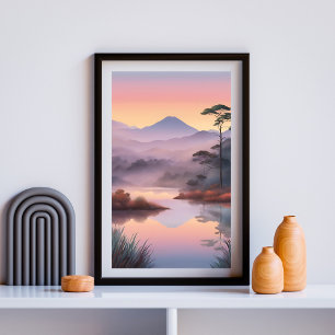 Affiche Échos de lumière - Dreamy Mountain Lake Sunrise Ar