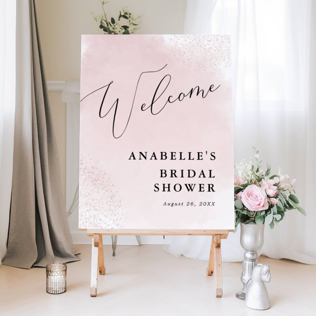 Affiche Éclaboussure d'aquarelle rose, Bienvenue sous la d (Créateur téléchargé)