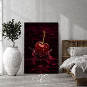 Affiche Éclaboussure de cerise rouge foncé dans une impres