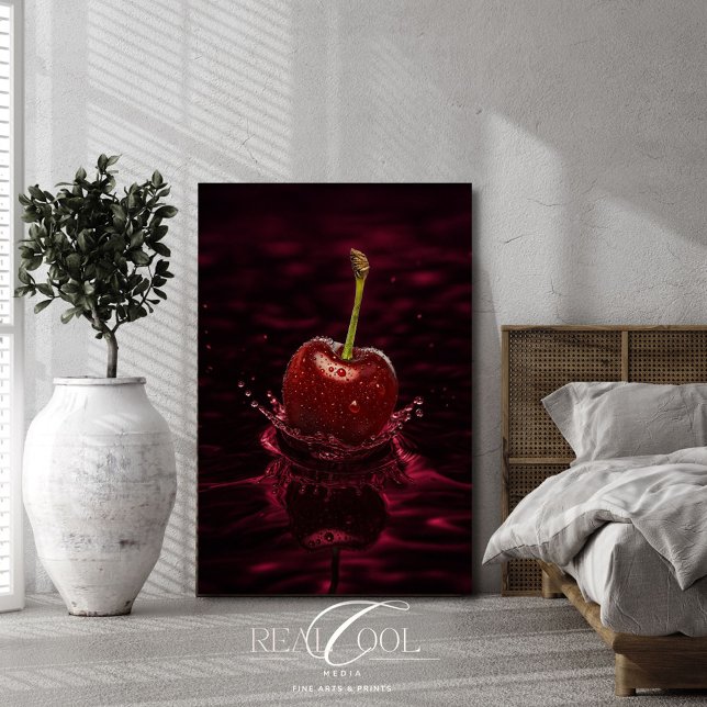Affiche Éclaboussure de cerise rouge foncé dans une impres (Créateur téléchargé)