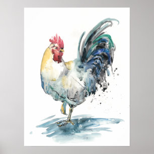 Affiche Éclaboussure de coq - aquarelle