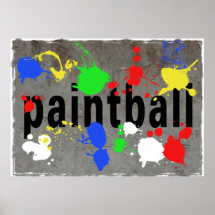 Affiche Éclaboussure de Paintball sur le mur en béton