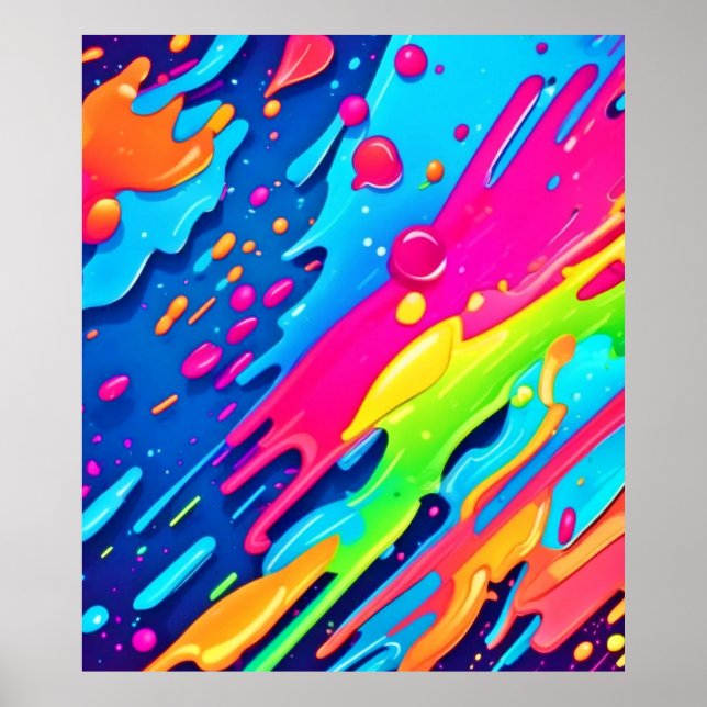 Affiche Éclaboussure de peinture colorée (Devant)