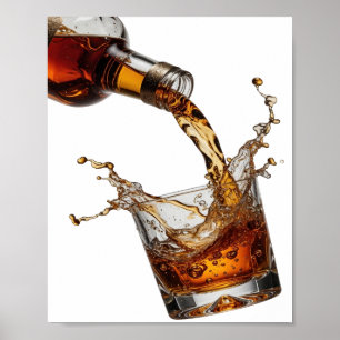 Affiche Éclaboussure de whisky argentée élégante