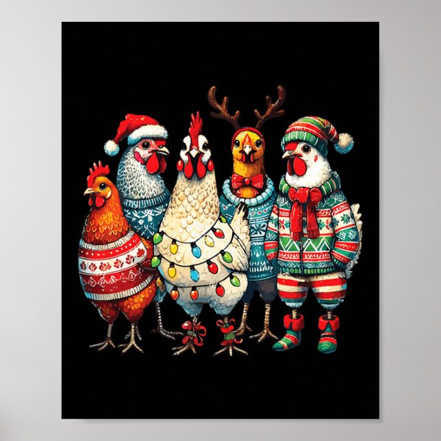 Affiche Éclairage Casquette de poulets de Noël Festif Ferm (Devant)