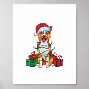 Affiche Éclairage de Noël chapeau australien Kelpie Chien