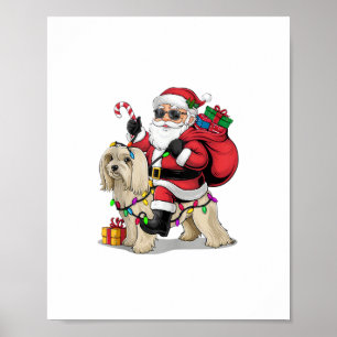 Affiche Éclairage de Noël Havanais Père Noël équitation Ch