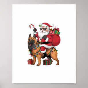 Affiche Éclairage de Noël Père Noël équitation berger alle