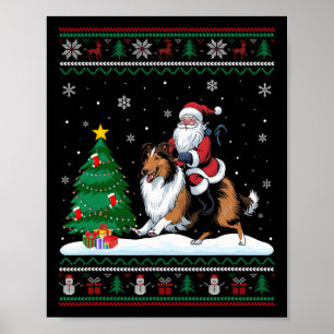 Affiche Éclairage des arbres de Noël à Père Noël Riding Ro